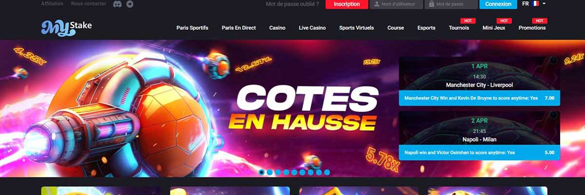 MyStake Casino Page-d'accueil