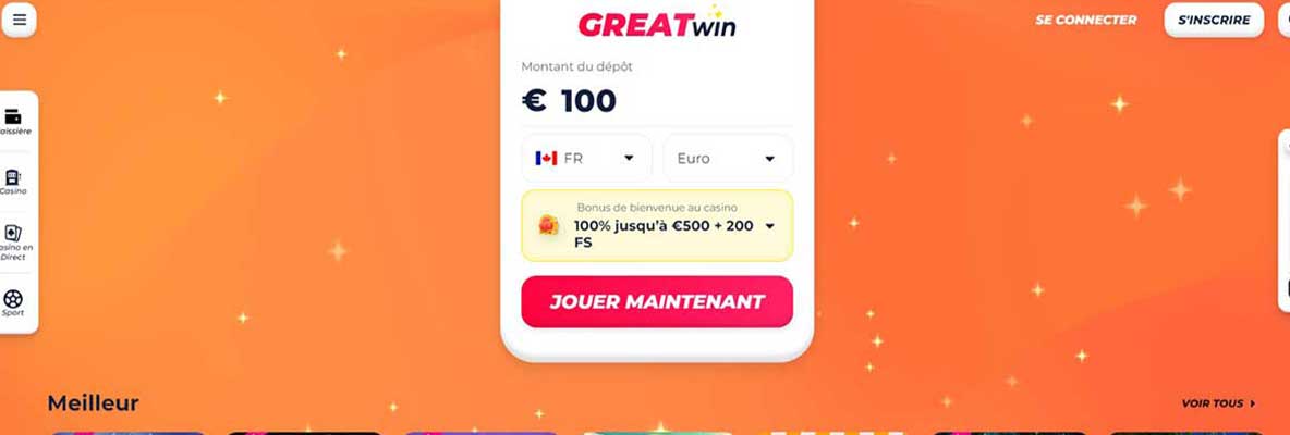 GreatWin Casino Page