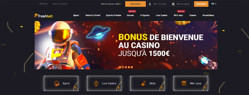 Freshbet Casino Page d'accueil