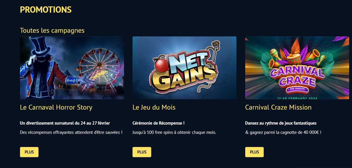Promotions et bonus