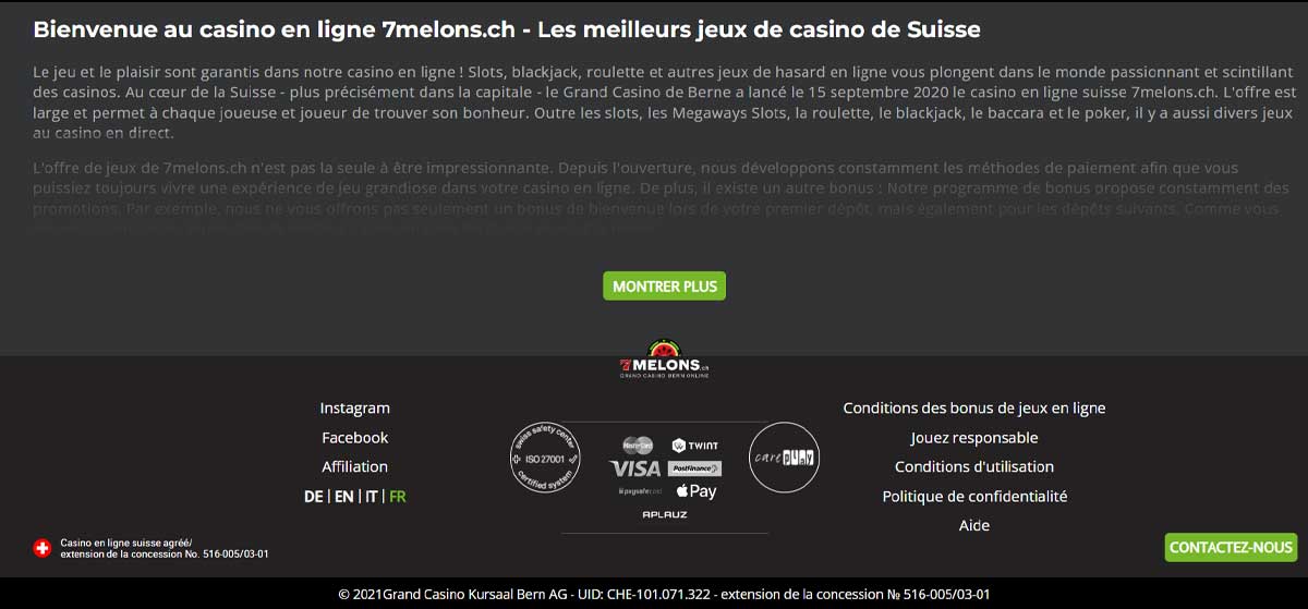 Informations de casino