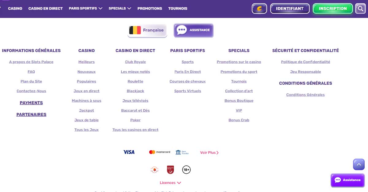 Informations de casino
