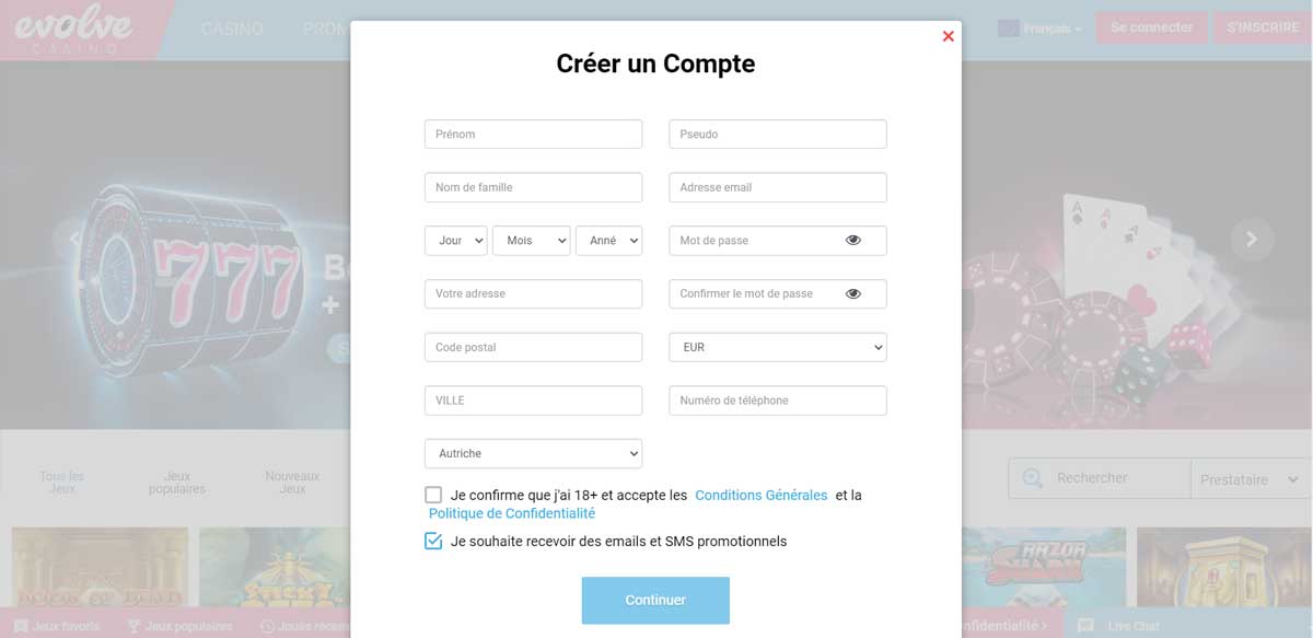 Sinscrire de casino
