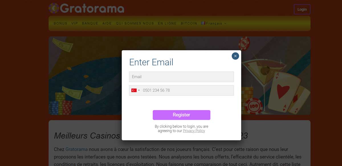 Sinscrire de casino