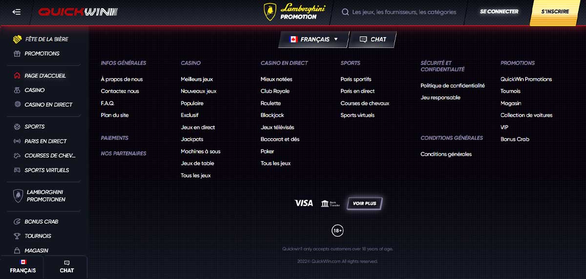 Informations de casino