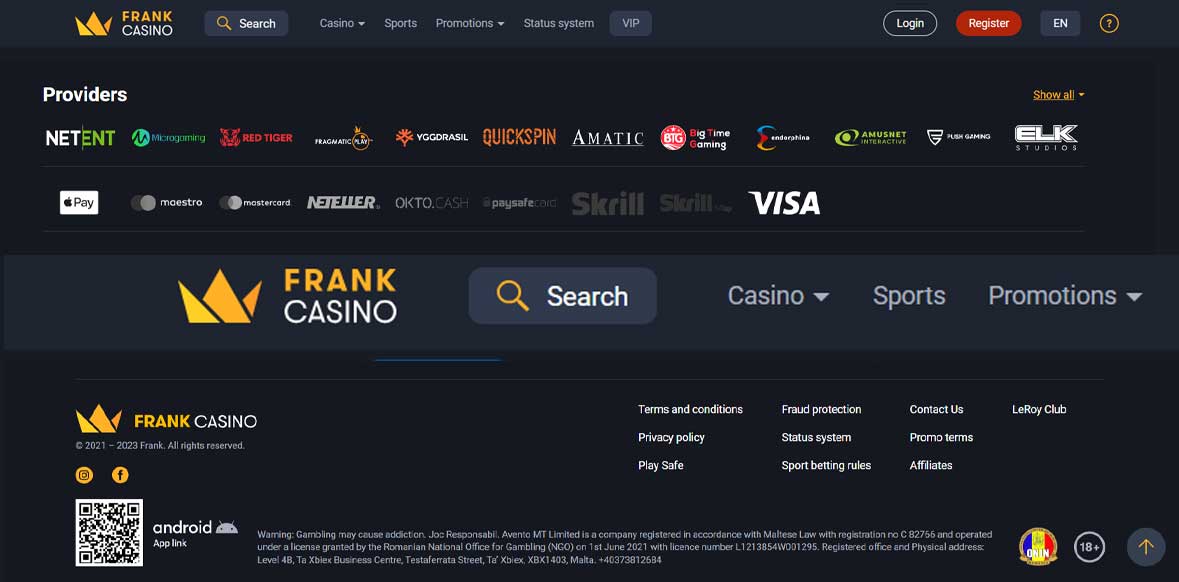 Informations de casino