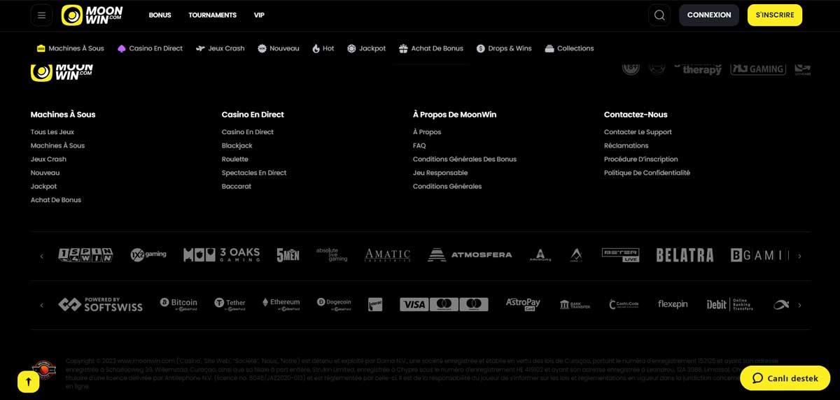 Informations de casino
