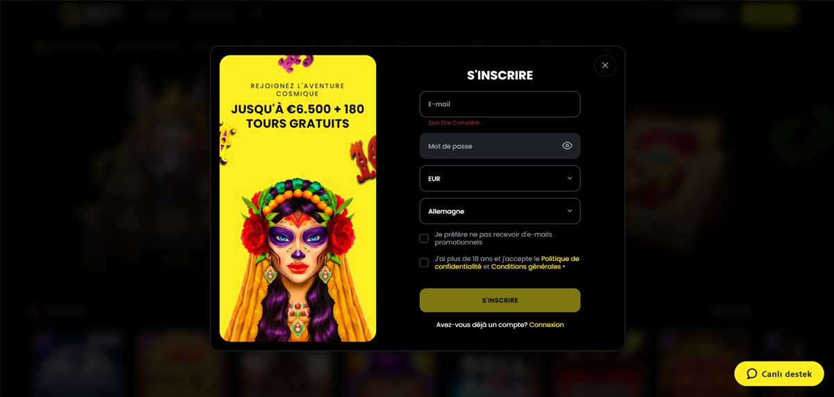 Sinscrire de casino