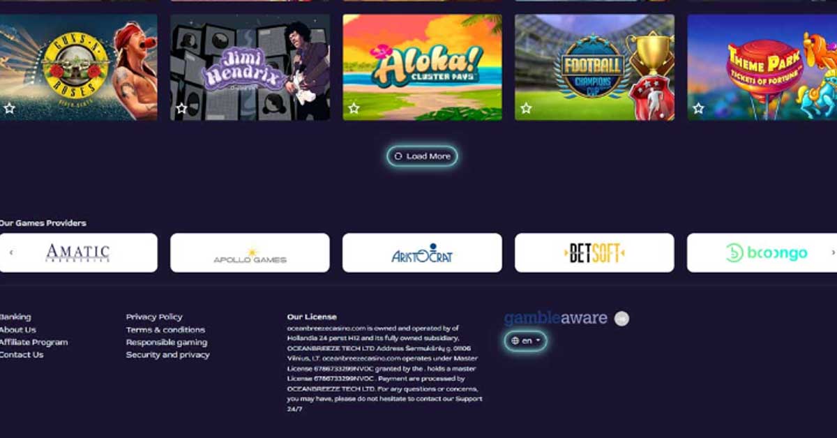 Informations de casino