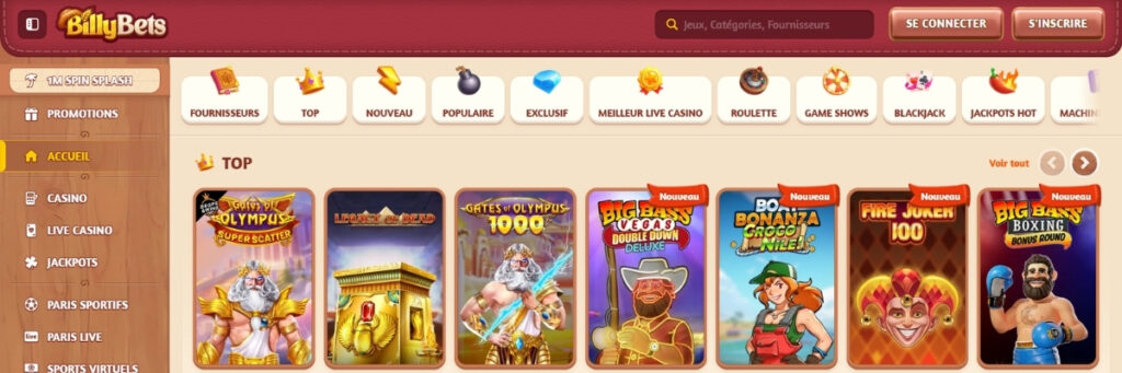 BillyBets Casino Jeux